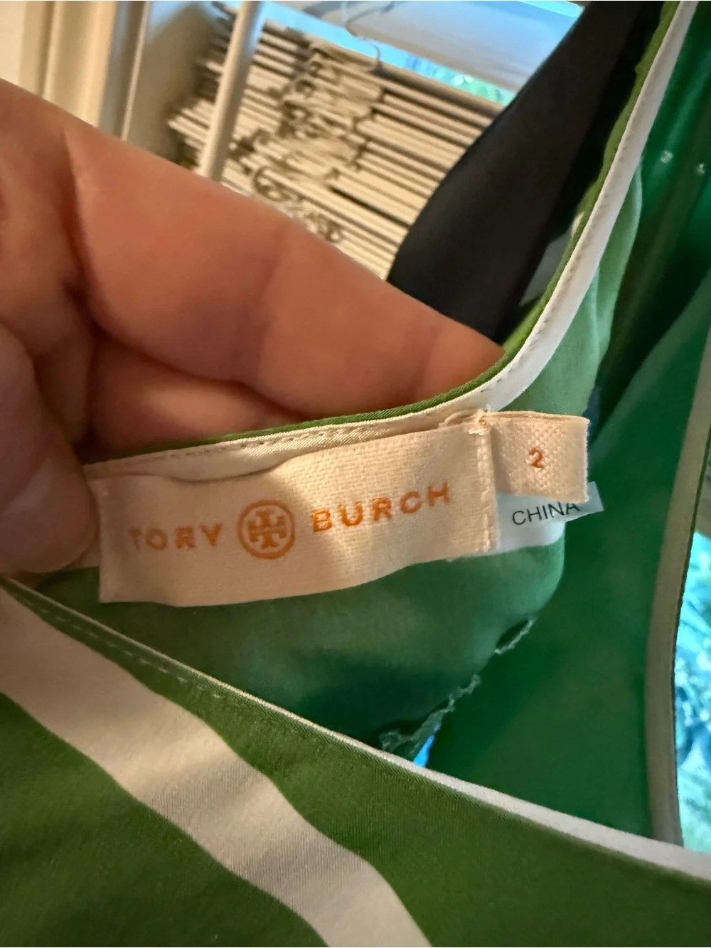 Tory Burch Green and White One-Shoulder Maxi Dress